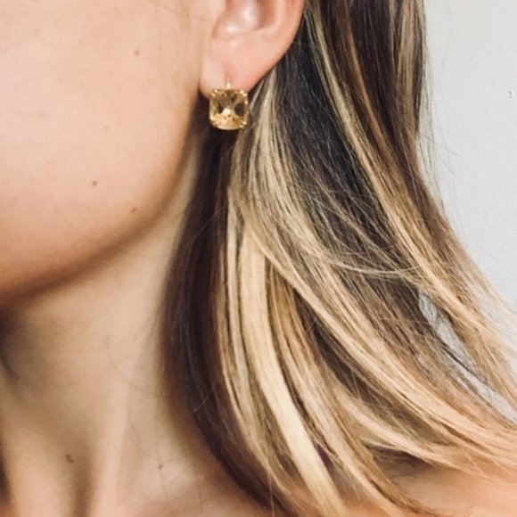 :: S&D Citrine LUXE Cushion Drop Earrings - Picture 2 of 6